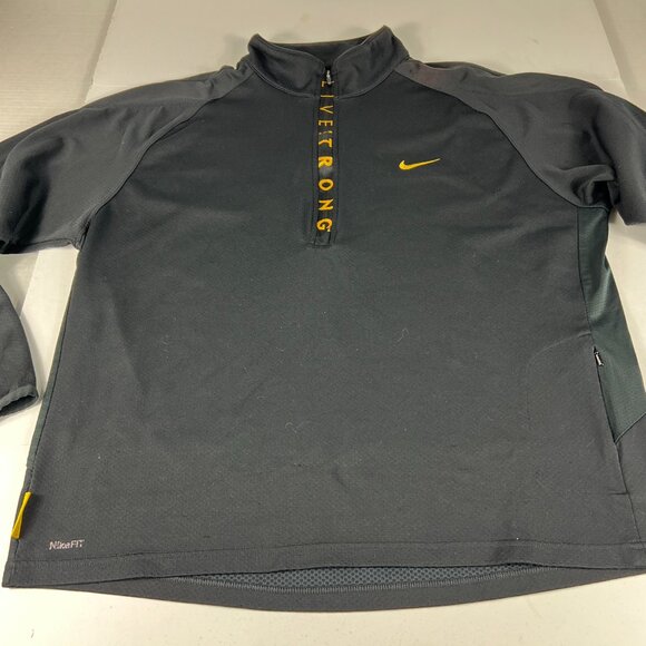 Nike Livestrong Cycling Shirt Extra Large Black 1/4 Zip Lance Armstrong Pullover - Picture 7 of 16
